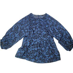 Walter Baker Blue Black Long Sleeve Printed Blouse No Size Tag See Measurements